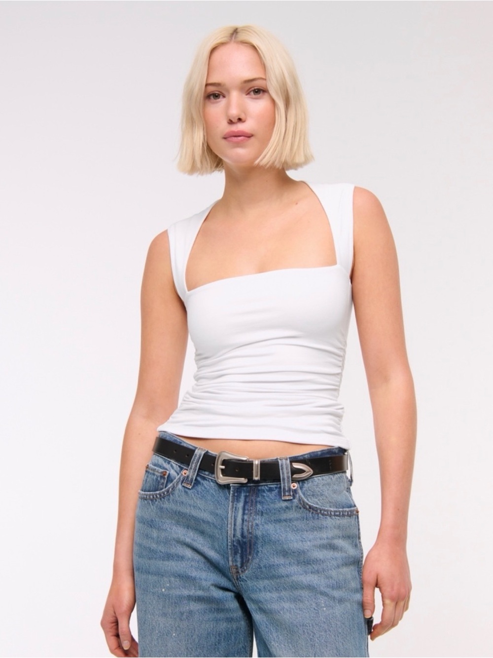 Abercrombie & Fitch White Square-Neck Ava Top SZ S